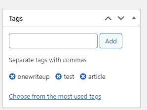 how-to-add-tags in onewriteup